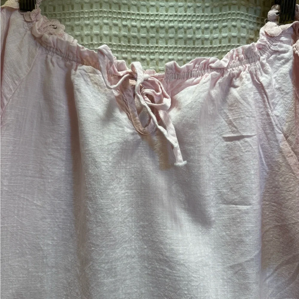 Women's Pink Off-Shoulder Lace Trim Nightgown - Picture 6 of 10